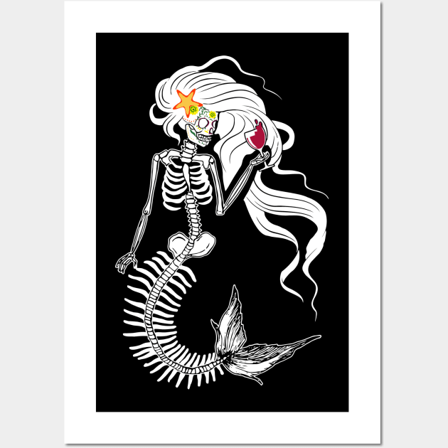 Mermaid Skeleton Sugar Halloween Wall Art by adalynncpowell